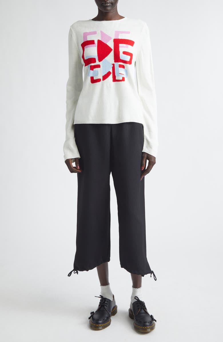 Comme des Garçons Girl x Brett Westfall Logo Intarsia Crewneck Sweater, Alternate, color, White