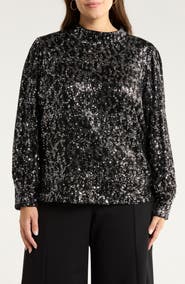SUGARLIPS Zuri Isabella Mock Neck Sequin Top