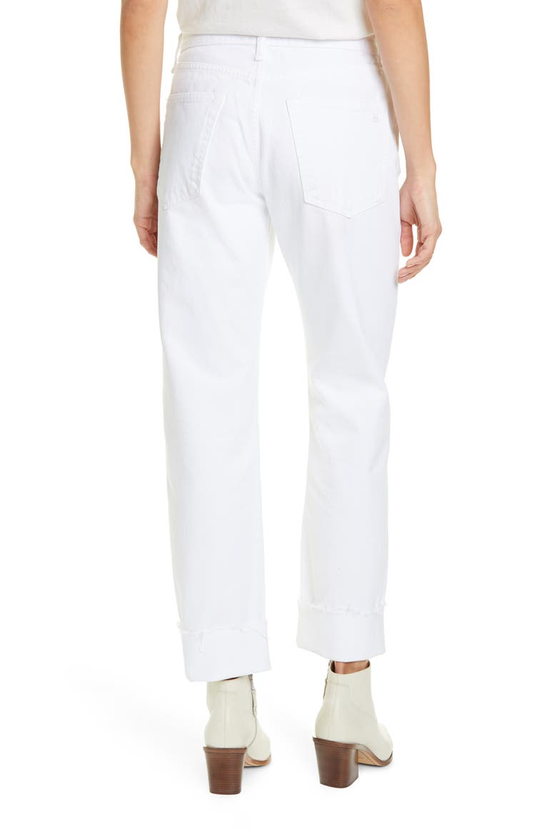 Rosa High Waist Raw Hem Boyfriend Jeans, Alternate, color, WHITE