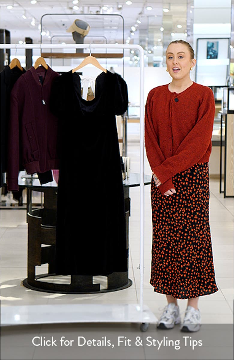 Quinnie Puff Sleeve Velvet Midi Dress, sales video thumbnail