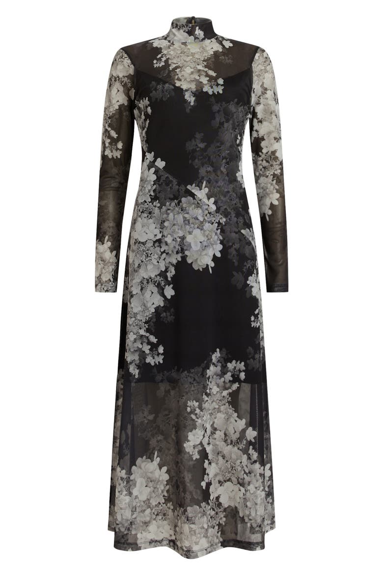 Hanna Venetia Long Sleeve Midi Dress, Alternate, color, BLACK