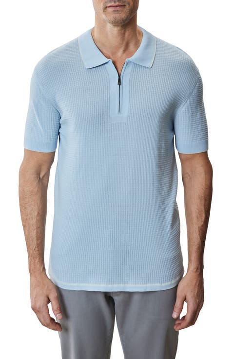 Denton Short Sleeve Zip Organic Cotton Sweater Polo