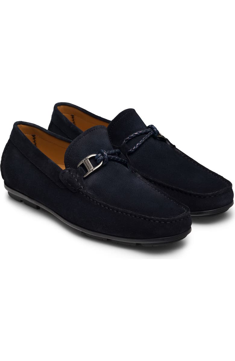Magnanni Monterey Braid Bit Loafer, Main, color, Navy Suede