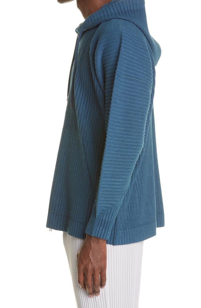 Homme Plissé Issey Miyake Pleated Zip-Up Hoodie, Alternate, color, 