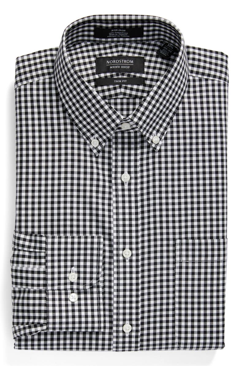 NORDSTROM MEN'S SHOP Trim Fit Non-Iron Gingham Dress Shirt, Alternate, color, 