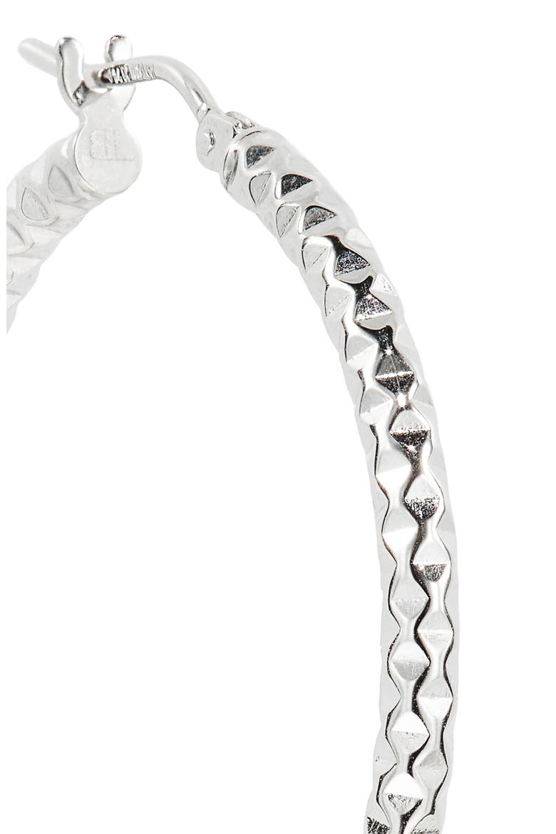 14K Gold Textured Hoop Earrings, Alternate, color, 14K WHITE GOLD