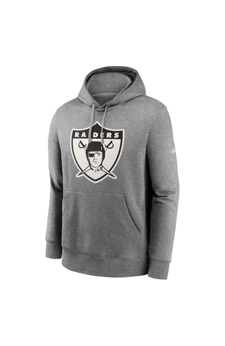 Nike Men's Nike Heathered Gray Oakland Raiders Rewind Club Fleece Pullover Hoodie, Alternate, color, Heather Gray