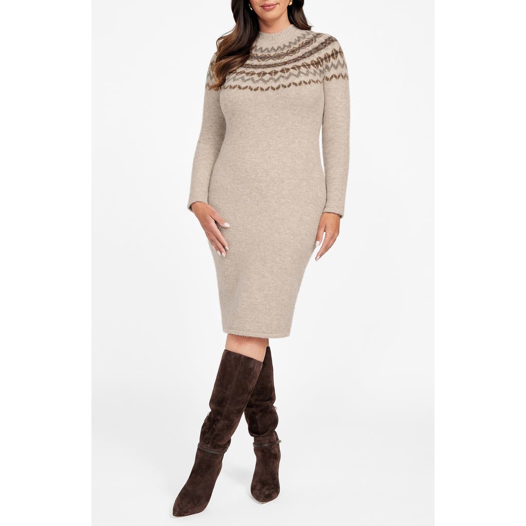 Marciano Akila Jacquard Detail Long Sleeve Sweater Dress in Beige Multi  product