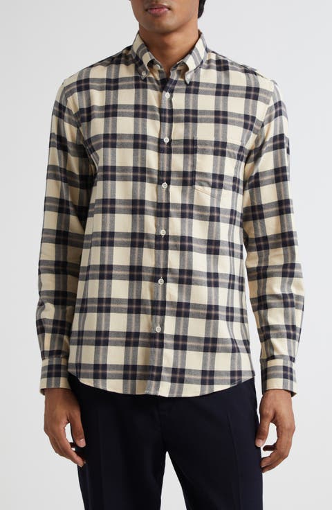 Check Brushed Cotton Flannel Button-Down Shirt