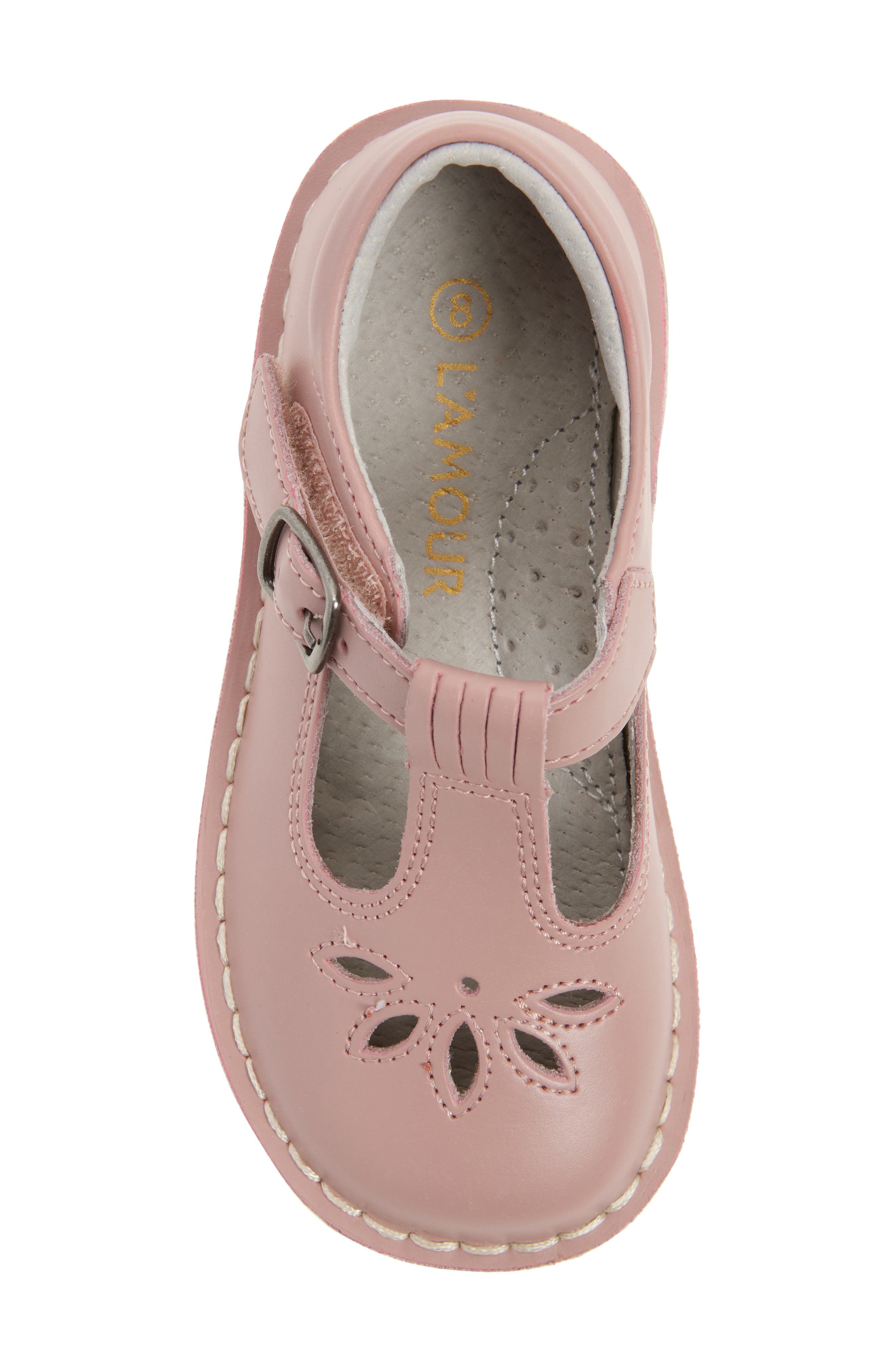 Kids' Sienna T-Strap Flat, Alternate, color, DUSTY PINK