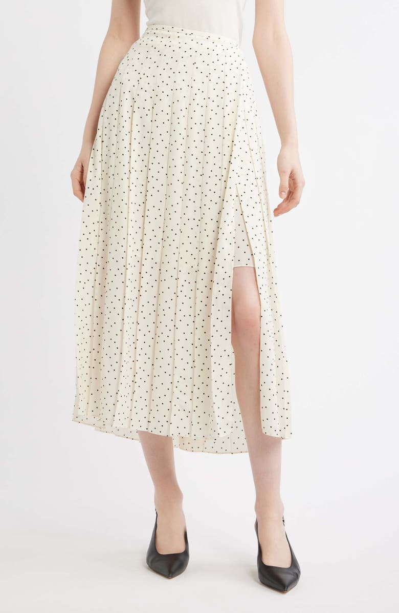 Theory Pleated Dot Print Skirt, Main, color, Ivory Multi - Chk