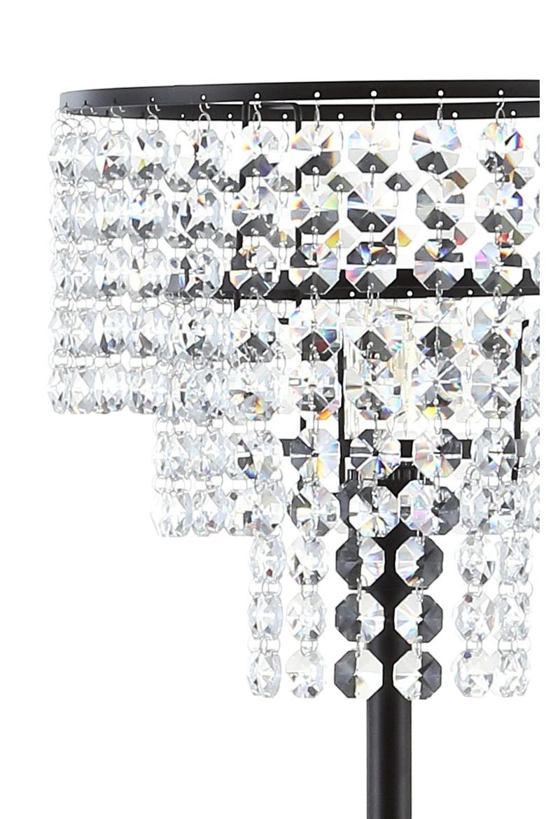 Juliette 60" Crystal/Metal Floor Lamp, Bronze / Clear, Alternate, color, Bronze