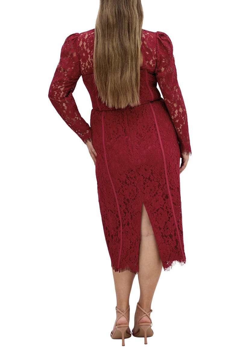 Valentine Long Sleeve Lace Dress, Alternate, color, RUBY