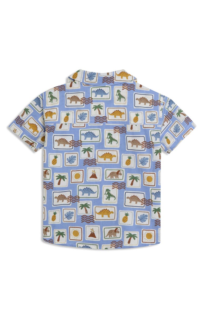 JOJO MAMAN BEBE Dino Stamp Cotton Button-Up Shirt & Shorts Set, Alternate, color, Khaki