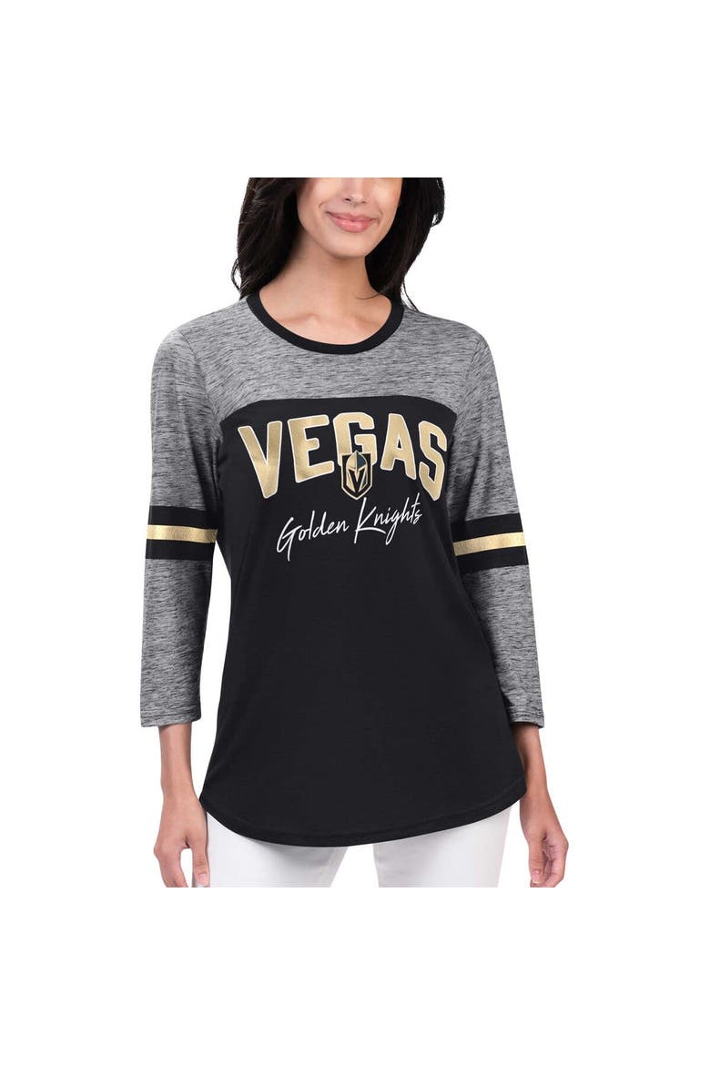 Women's G-III 4Her by Carl Banks Black Vegas Golden Knights Play The Game 3/4-Sleeve T-Shirt, Main, color, Black