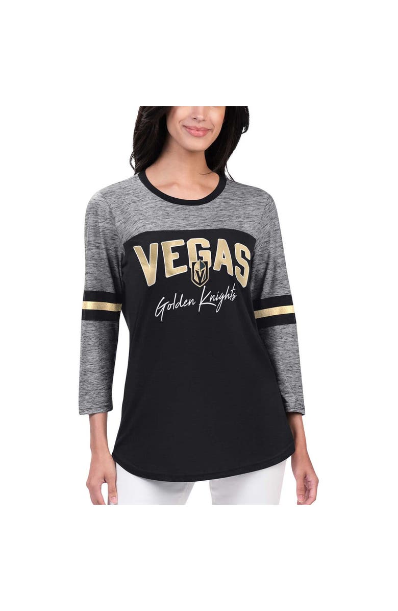 G-III 4HER BY CARL BANKS Women's G-III 4Her by Carl Banks Black Vegas Golden Knights Play The Game 3/4-Sleeve T-Shirt, Main, color, Black