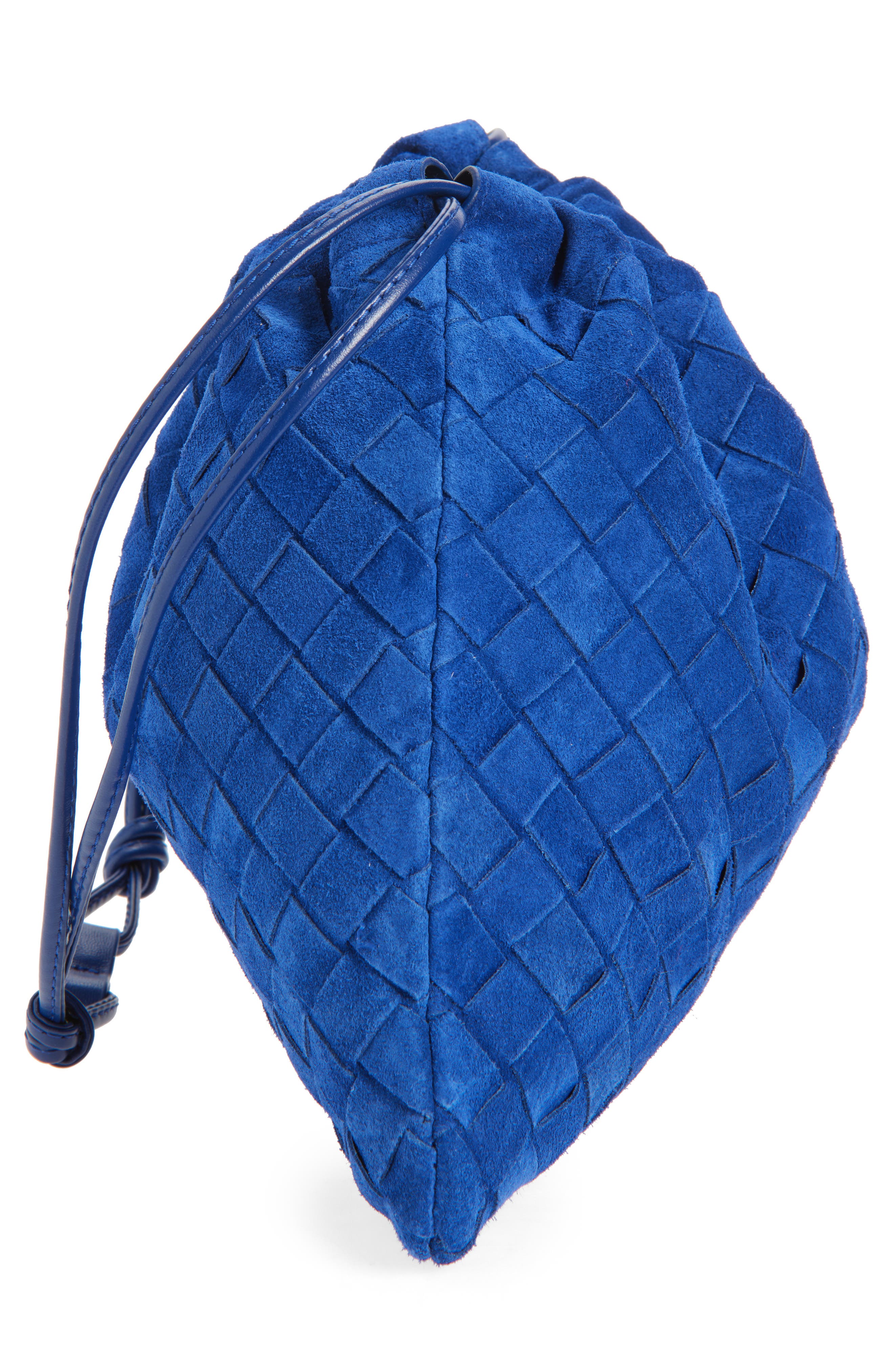 Bottega Veneta Medium Dustbag Intrecciato Suede Bag, Alternate, color, 4297 Blue Royal-Gold
