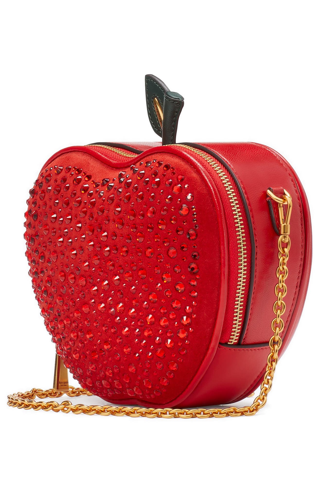 Kate Spade New York big apple embellished smooth leather crossbody bag, Alternate, color, 