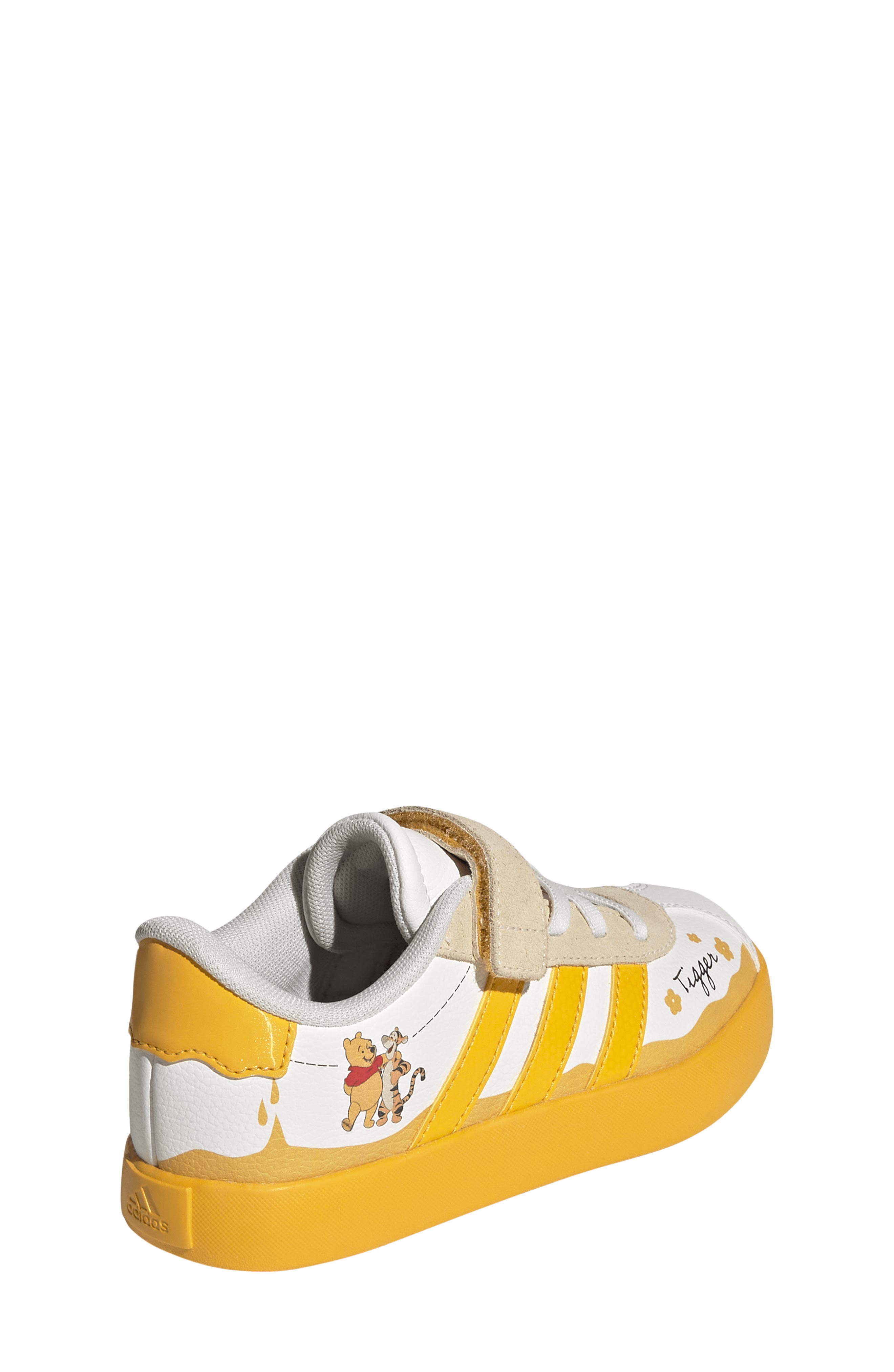 Kids' VL Court Winnie the Pooh Leather Sneaker, Alternate, color, OFF WHITE/ YELLOW/ BLACK