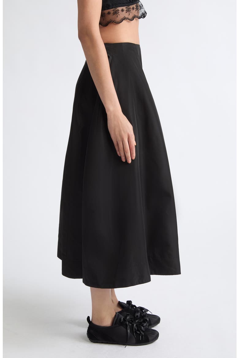 Sculpt Ripple Taffeta Midi Skirt, Alternate, color, BLACK