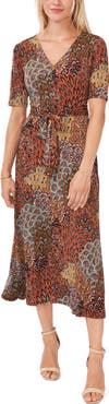 Chaus V-Neck Tie Waist Midi Dress