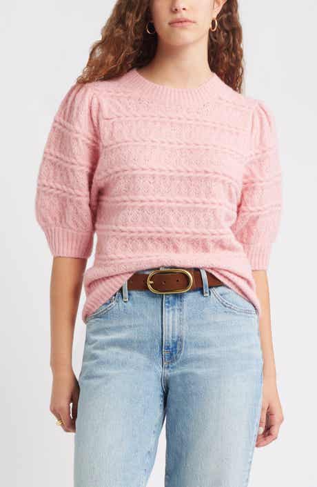 Treasure & Bond Puff Sleeve Cable Knit Sweater