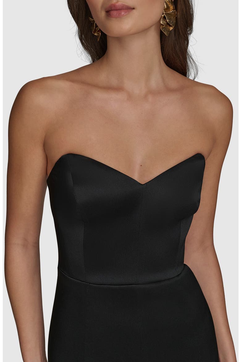 Strapless Satin Gown, Alternate, color, BLACK