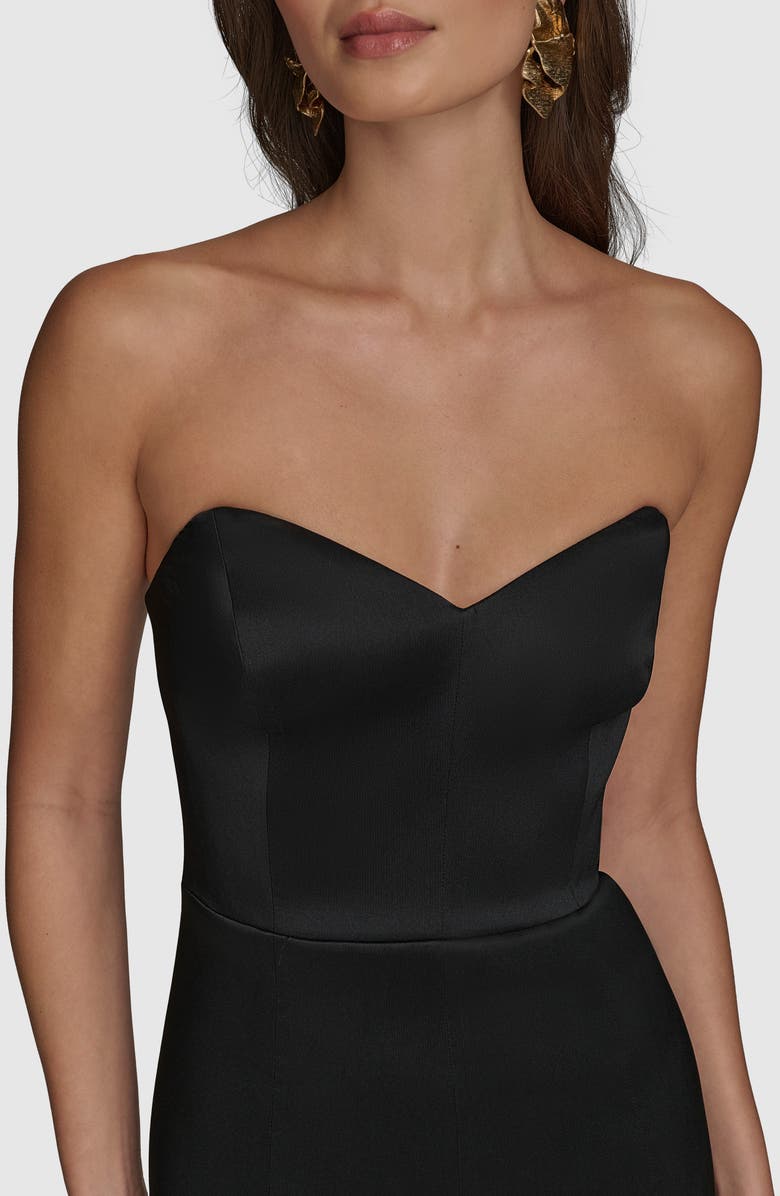 Donna Karan New York Strapless Satin Gown, Alternate, color, Black