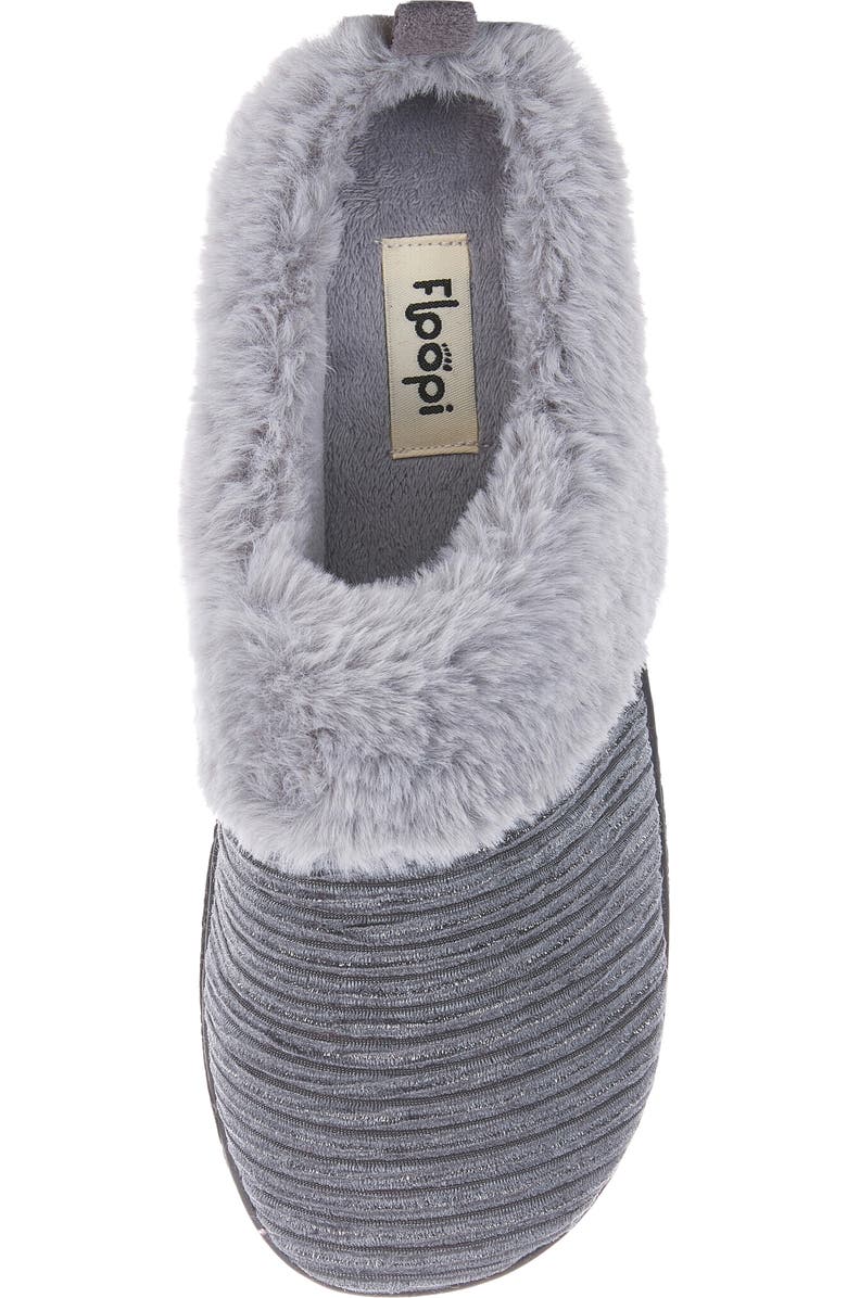FLOOPI Faux Fur Trim Velour Clog Slipper, Alternate, color, Grey