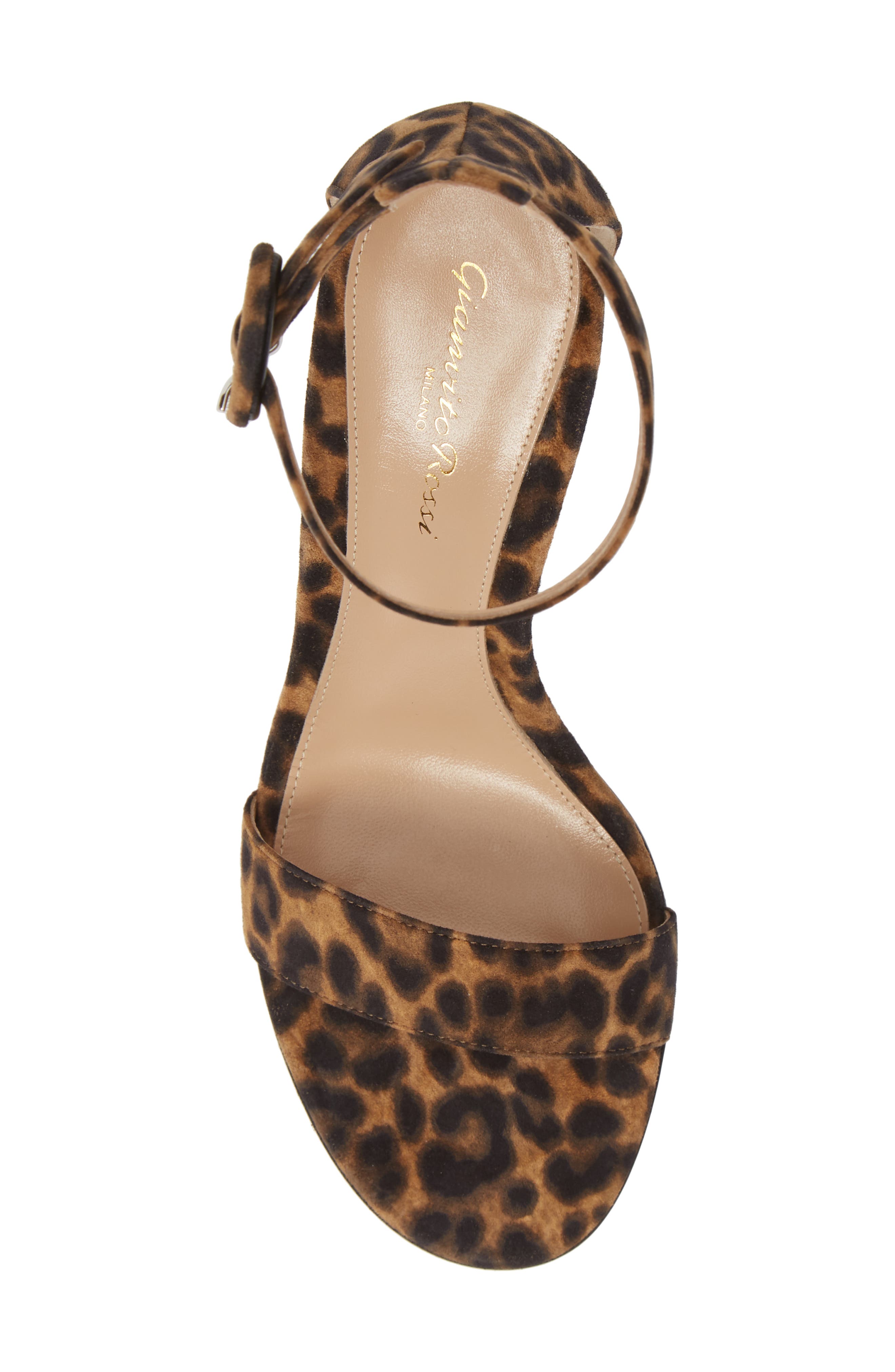 Gianvito Rossi Leopard Print Ankle Strap Sandal, Alternate, color, 