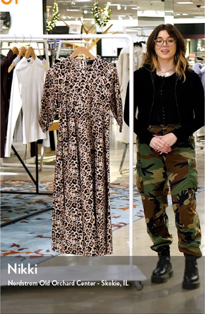 Animal Print Cotton Trapeze Midi Dress, sales video thumbnail