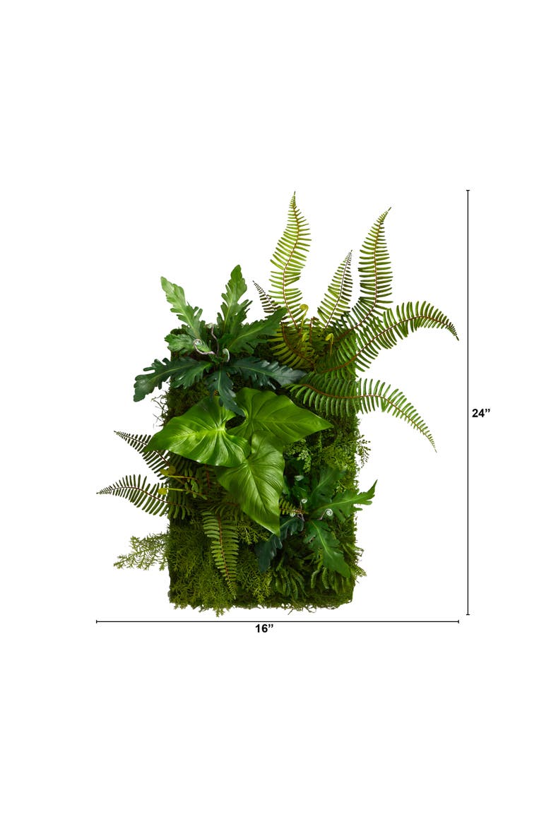 24-in x 16-in Mixed Foliage Artificial Living Wall, Alternate, color, Green