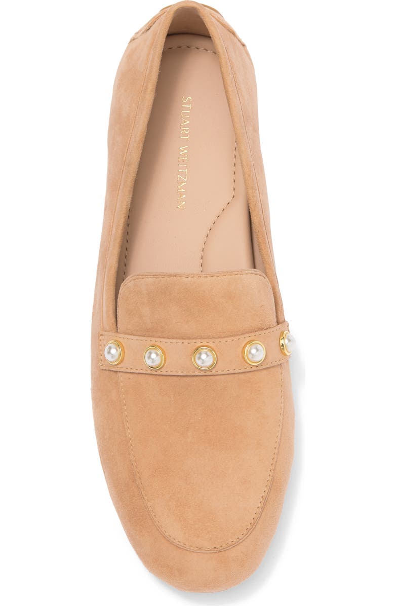Stuart Weitzman Allpearls Faux Pearl Studded Driving Loafer, Alternate, color, Sandalwood