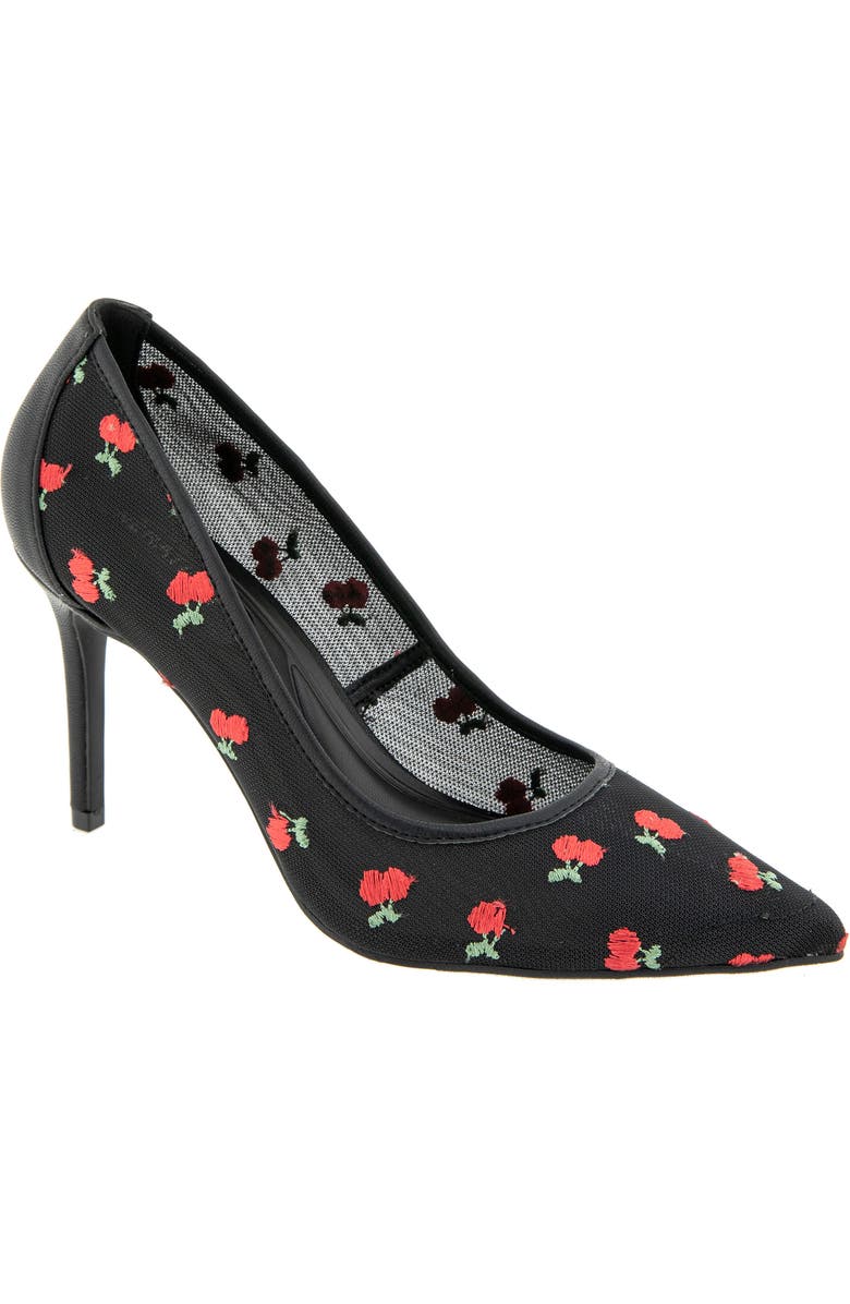 BCBGeneration Embroidered Pointed Toe Pump, Main, color, Black/ Cherry