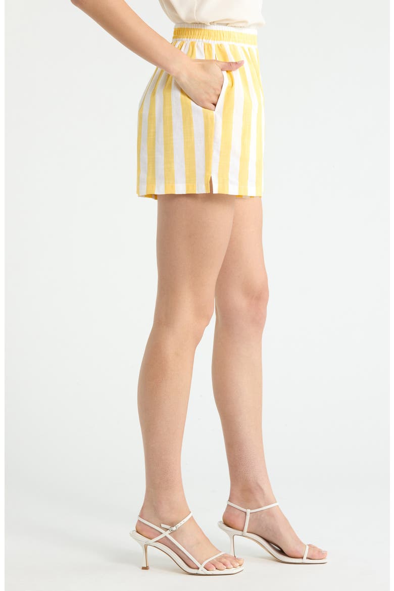 Fays Stripe Tayler Smocked Shorts, Alternate, color, YELLOW-WHT