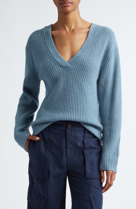 Shaker Stitch V-Neck Wool & Cashmere Sweater