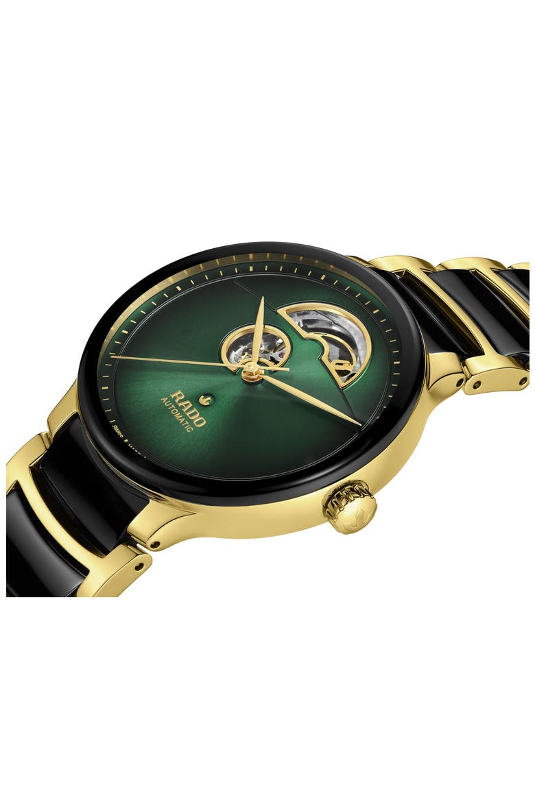 Centrix Open Heart Automatic Ceramic Bracelet Watch, 39.5mm, Alternate, color, GREEN