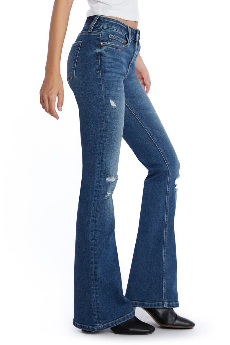 Ripped Low Rise Flare Jeans, Alternate, color, SARDINIA BLUE