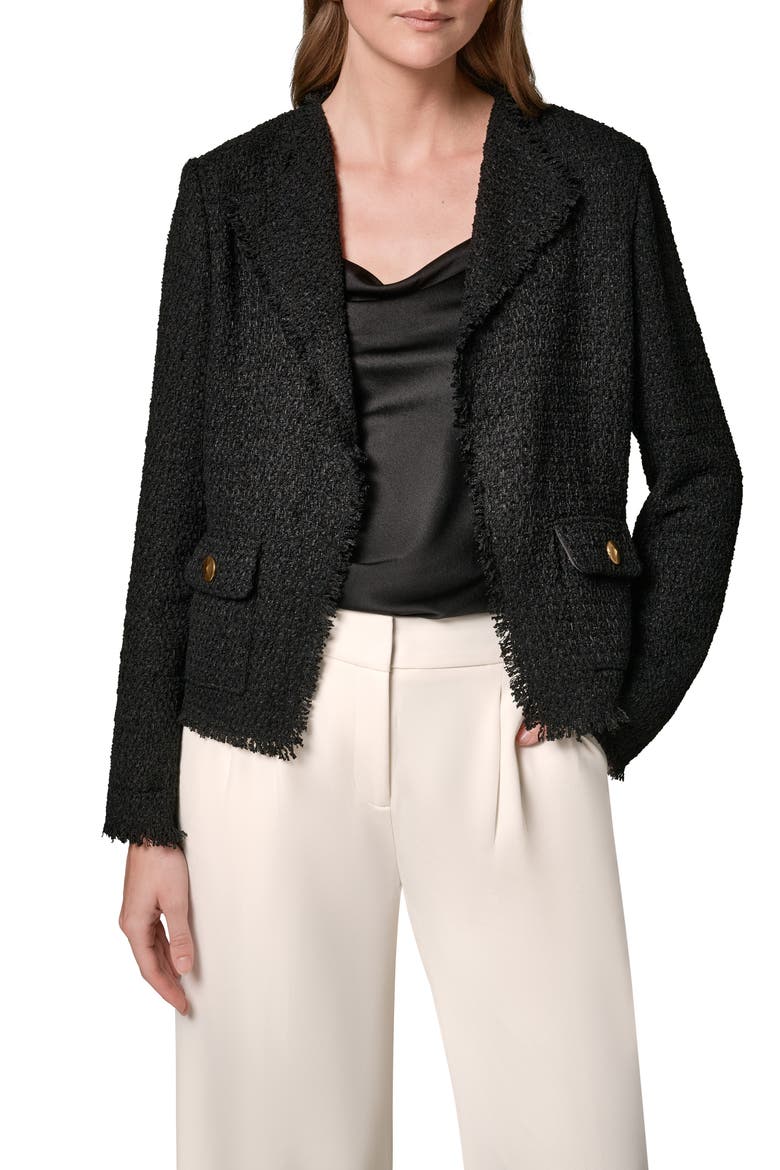 Open Front Tweed Jacket, Main, color, BLACK