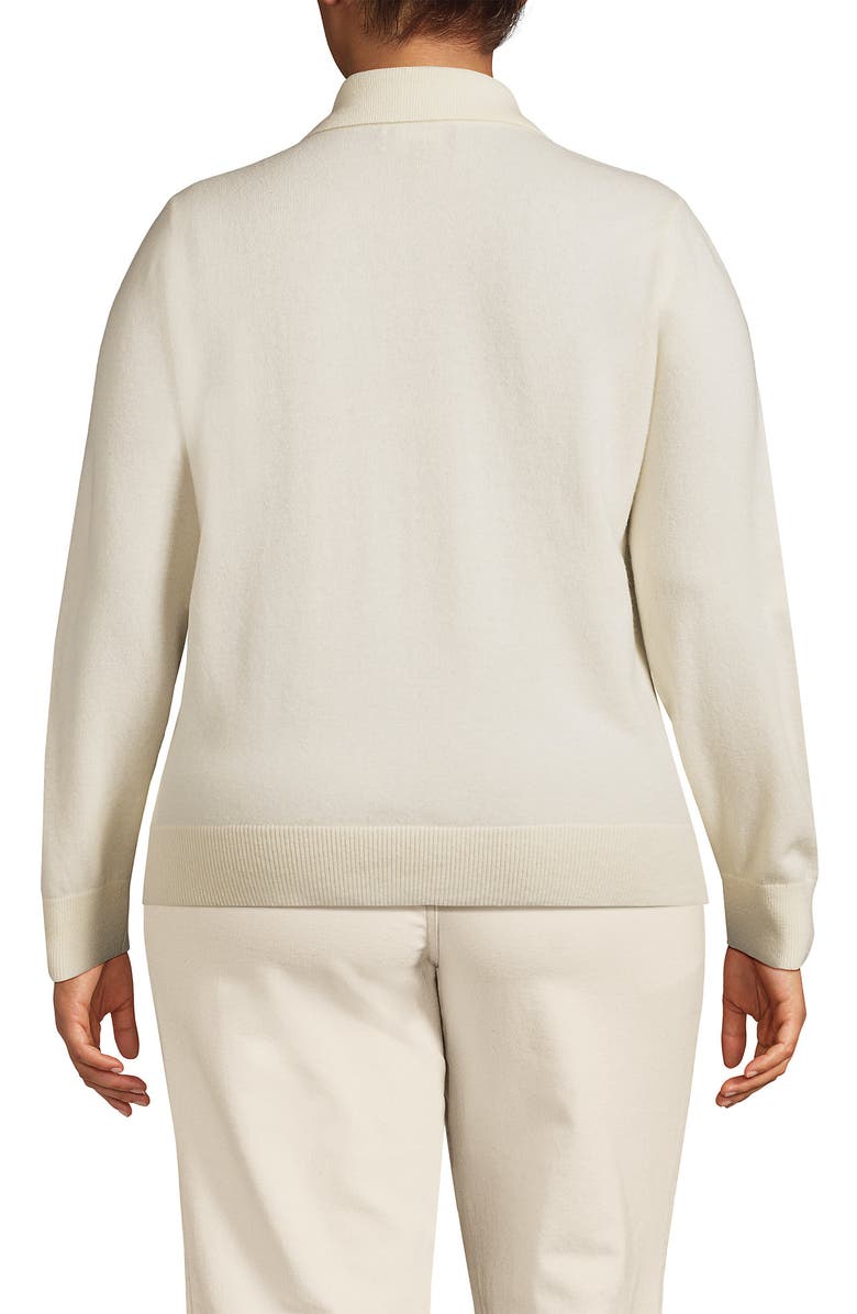 Lands' End Cashmere Johnny Collar Sweater, Alternate, color, Fresh Ivory