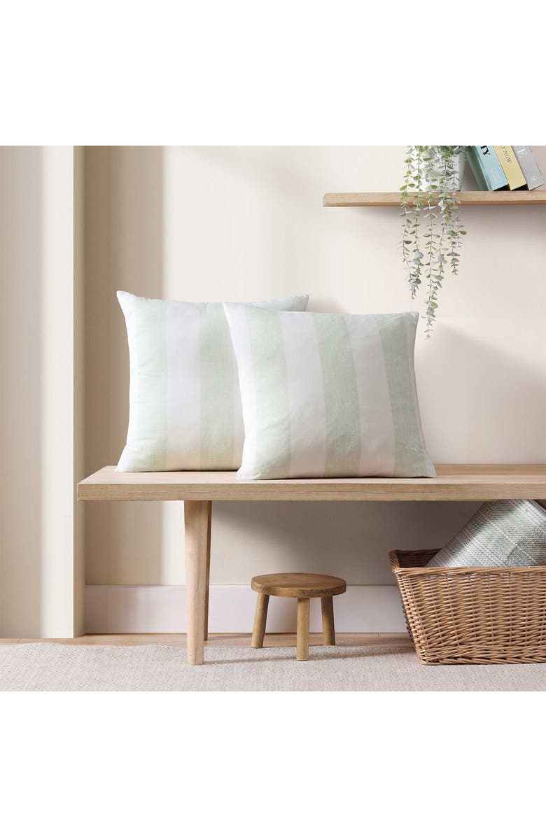 Tommy Bahama Awning Stripe Square Throw Pillow, Alternate, color, Spring Green