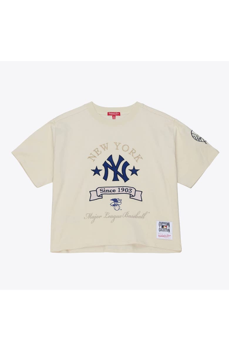 Mitchell & Ness Women's Mitchell & Ness  Cream New York Yankees Cooperstown Yacht Rock Boxy Cropped T-Shirt, Alternate, color, Cream