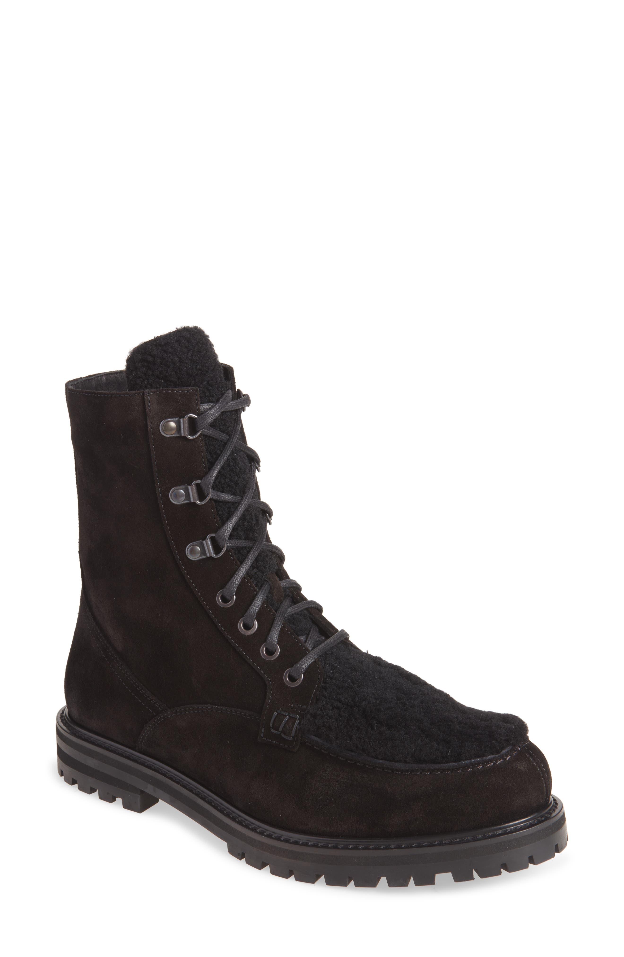 Aquatalia Isaac Genuine Shearling Moc Toe Boot, Main, color, 