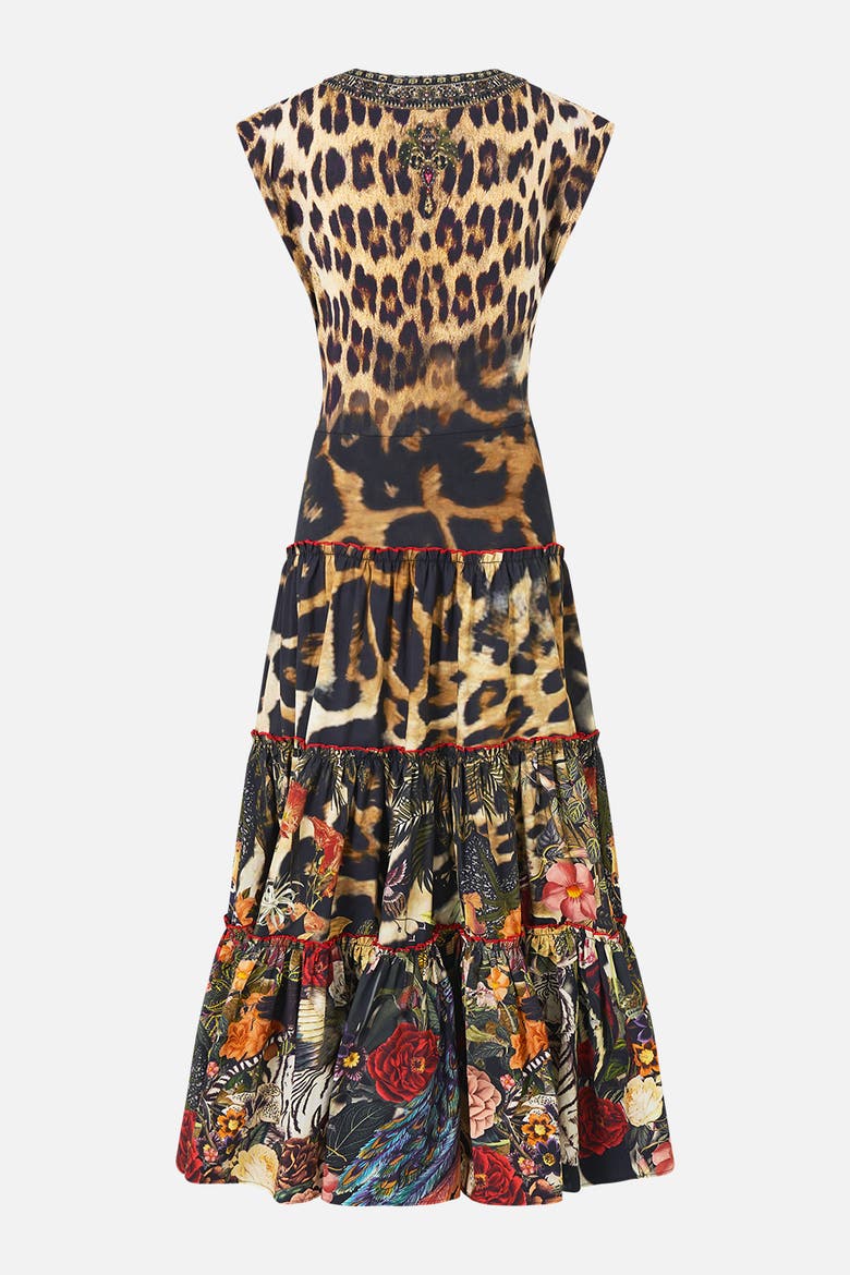 Cap Sleeve Twist Front Midi Dress, Alternate, color, Leotigra Land