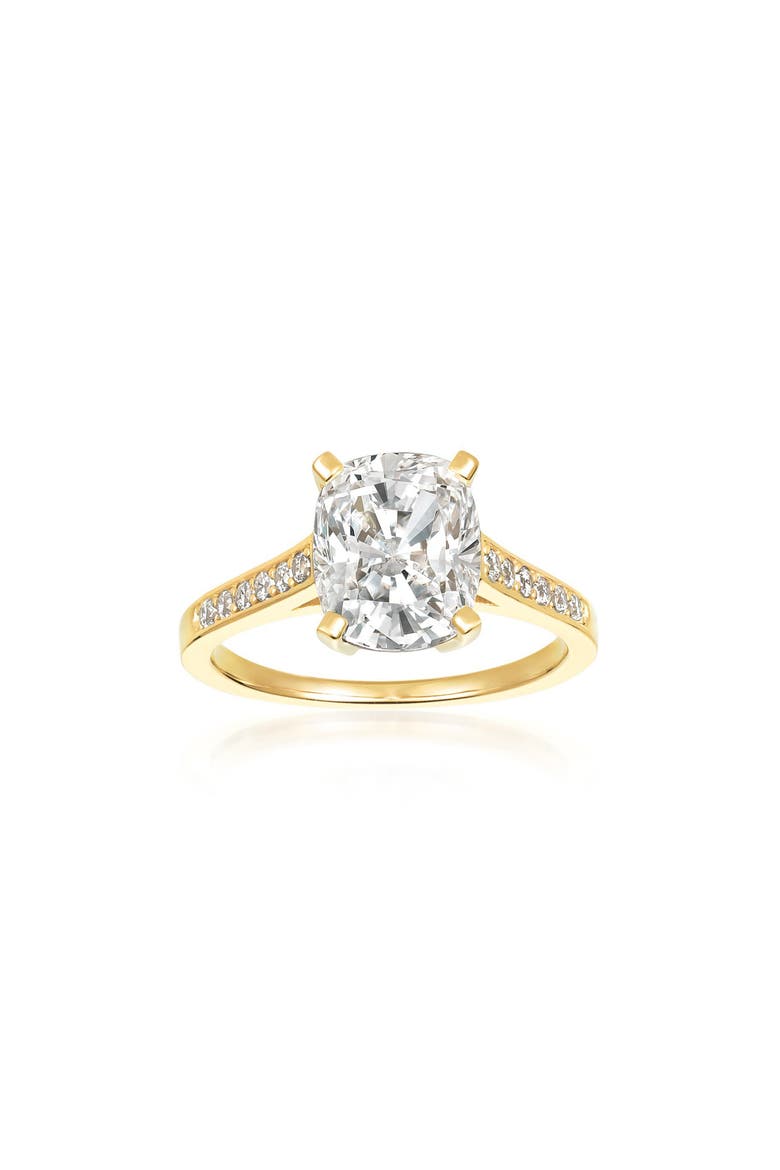 Cushion Cut Cubic Zirconia Ring, Main, color, 18KYG/ CLEAR STONE