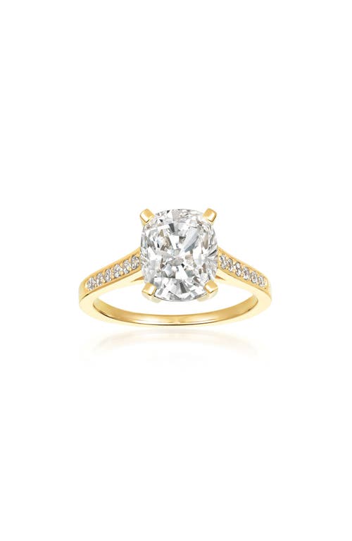 Crislu Cushion Cut Cubic Zirconia Ring In Gold