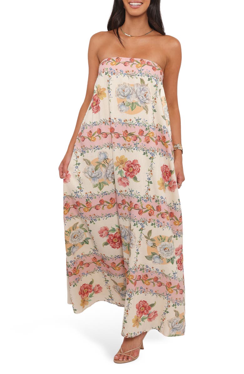 Petal & Pup Amora Strapless Maxi Dress, Main, color, Rose Tile