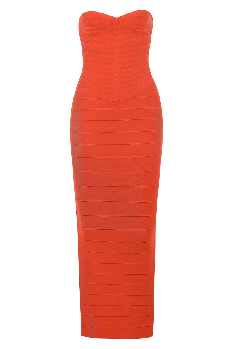 The Sweetheart Strapless Bandage Dress, Alternate, color, RED