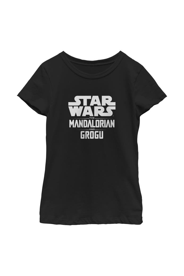 Girls Star Wars The Mandalorian and Grogu Official Bold Logo T Shirt, Main, color, Black