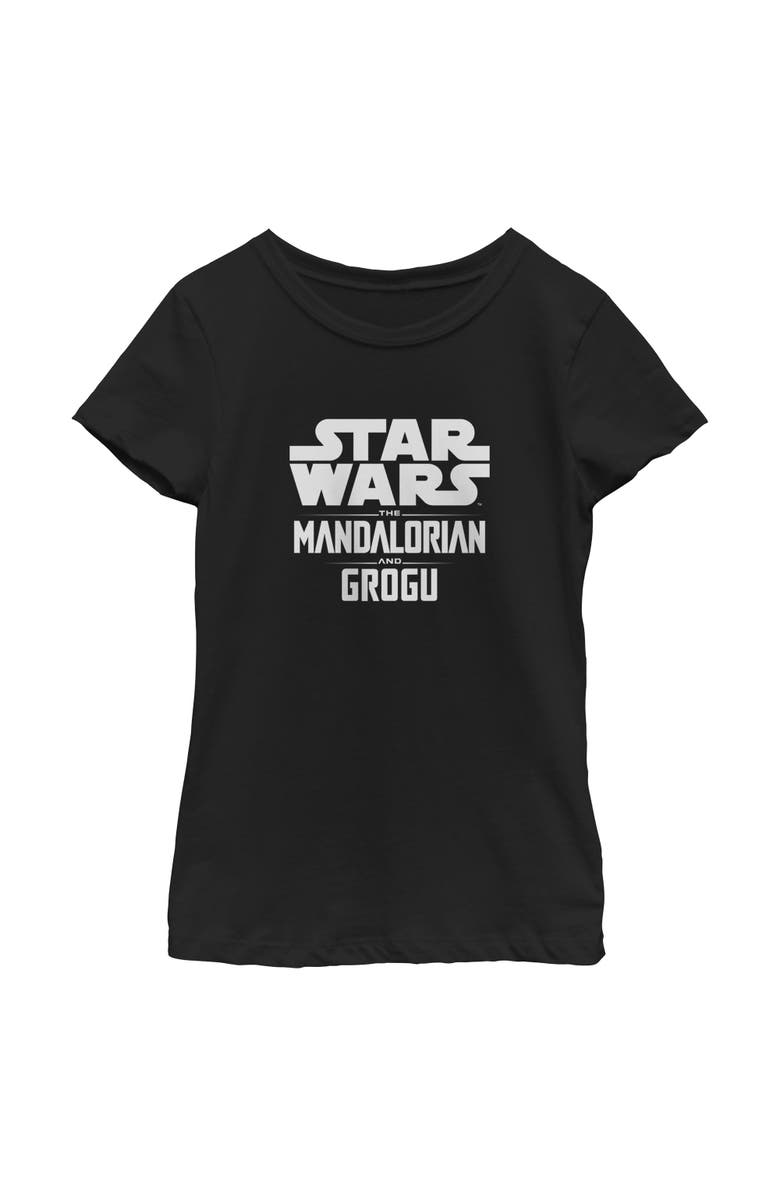 Star Wars: The Mandalorian and Grogu Girl's Star Wars The Mandalorian and Grogu Official Bold Logo  Graphic T-Shirt, Main, color, Black